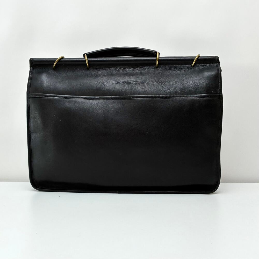 Vintage Laura USA Black Leather Satchel with Shoulder Strap - Laptop Bag - Picture 2 of 13